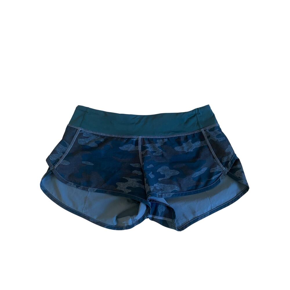 Lululemon Run Time shorts  4" Size 6  Oil Slick Blue Camo